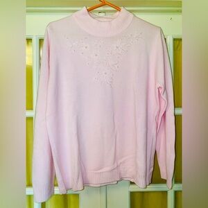 Pink Cowl Neck Sweater with Smooth Knit